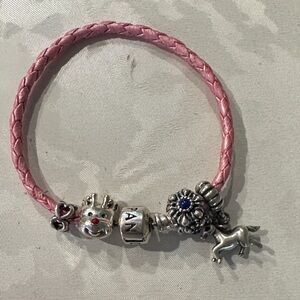 Authentic Pandora Pink Braided Leather Bracelet